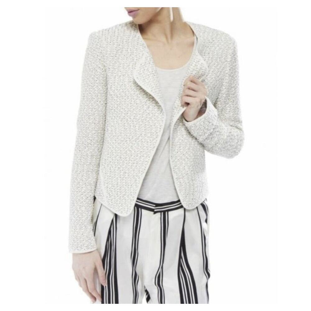 Derek Lam 10 Crosby Angled Lapel Boucle Tweed Jacket‎ 0 Ivory Classic Old Money